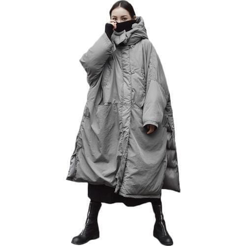 Super Plus Size Women Cotton Jacket 2021 Winter Parkas Thicken Warm Hooded Down Cotton Coat Split Female Cotton-padded Coat Gray