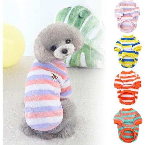 Warm and Cute Small Dog Hoodie Coat Winter Pet Clothes Striped Sweatshirt Wear-resisting Puppy Cat Pullover Dogs Pets Clothing