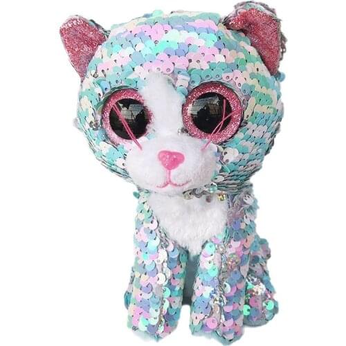 Ty Beanie Stuffed Pea Stuffed Toy Flippables Whimsy Cat Sequins Animal Collectible Doll Boys Girl Birthday Christmas Gift 15CM