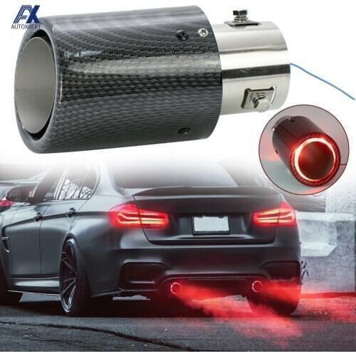 Universal Car Modified 35-63mm Exhaust Muffler Tip Tail Pipe Carbon Fiber Red LED Flaming Luminous Chrome Silencer Turbo Sport