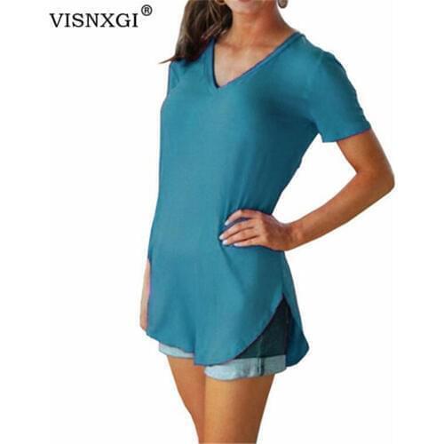 Женские хлопковые футболки VISNXGI China At AliExpress