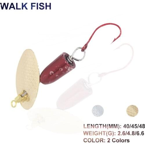 WALK FISH 2PCS/Lot 2.6g/4.8g/6.6g Metal Rotating Sequins Fishing Lure Crank Hook Wobblers Baits Long Throw Pure Copper Baits