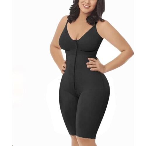 Women Corsets Front Zipper Powernet Girdle Beige Bodysuit Compression Garment Shapewear