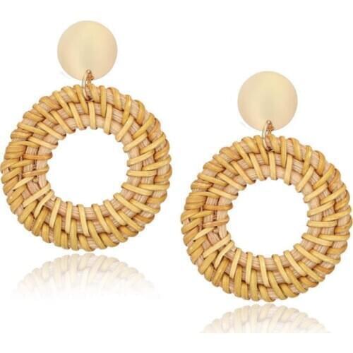 Free Shipping HER045 100Pairs/lot Woven Round Earrings Fashion Women Wearing Jewelry Wholesales High Quality