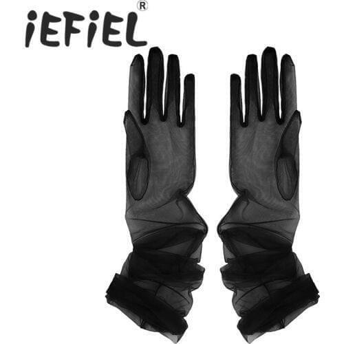 New Arrival Women Female Transparent Tulle Full Finger Long Gloves Mittens for Formal Occasion Party Photography Accessories