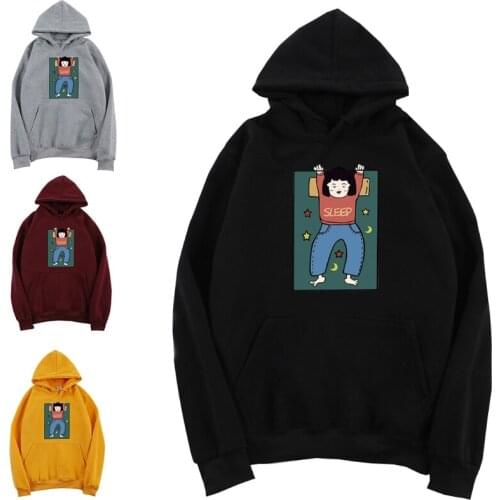 Women Long Sleeve Drawstring Hoodies Funny Cartoon Sleep Girl Graphic Sweatshirt Harajuku Oversized Loose Pullover Tops