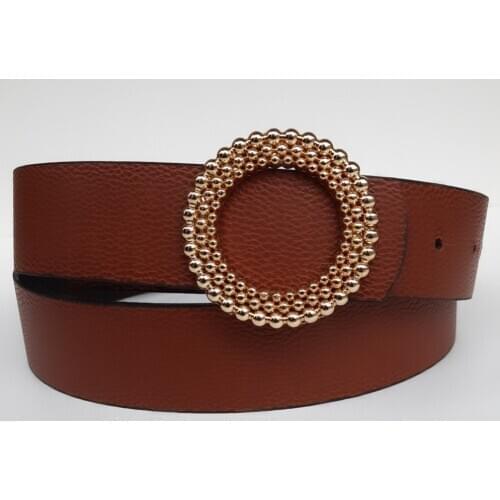 Gold Buckle Tan Women 'S Belt