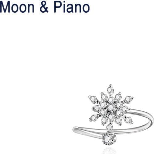 925 Sterling Silver Snowflake Open Ring Romantic Rings For Women Lovely Girl Charm Gift Vintage Handmade Fine Jewelry