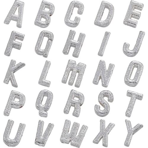 ZHUKOU silver color particle letter beads initial letter beads brass beads for bracelet jewelry accessories wholesale VZ262