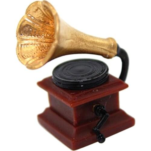 1/12 Dollhouse Miniature Vintage Phonograph Model for Any Room Accessory