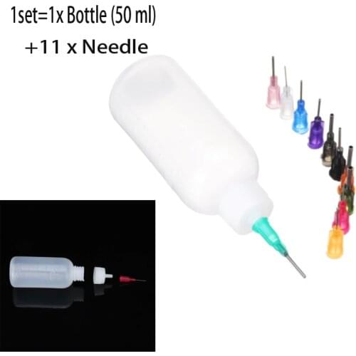 1/5pcs 50ml transparent polyethylene needle dispenser rosin solder paste dispensing bottle and 11-pin tool