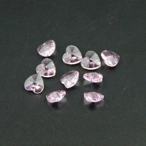 100pcs /lot 14mm Pink Crystal Parts Hanging Crystal Heart Pendant Crystal Drop Prism Lamp Part Suncatcher For Wedding & DIY