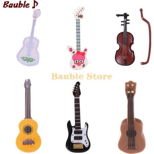 15 Styles Mini Guitar Doll House Miniatures Lovely Cute Fairy Garden Gnome Moss Terrarium Decor Crafts Musical Instruments