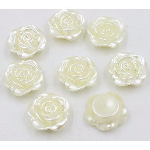19mm Ivory Imitation Pearls Rose Flower Designed Flat Back Pearl Beads Charms Jewelry Making Materiall For DIY Decoration