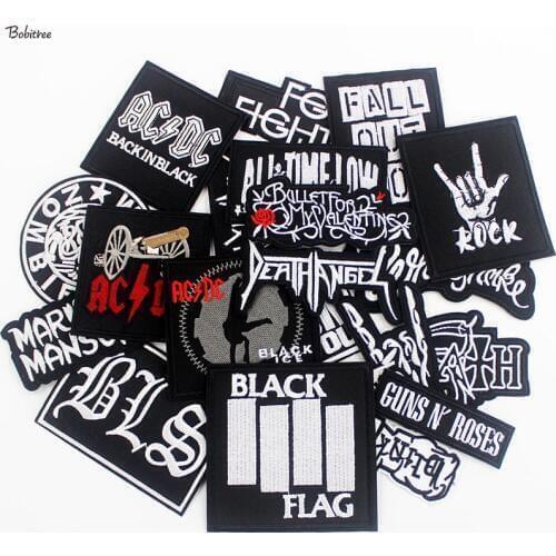 20 pcs a set Mucis Rock Band Patch iron on Embroidered Badges for Clothing jacket DIY Stripes Stickers Sewing Supplies