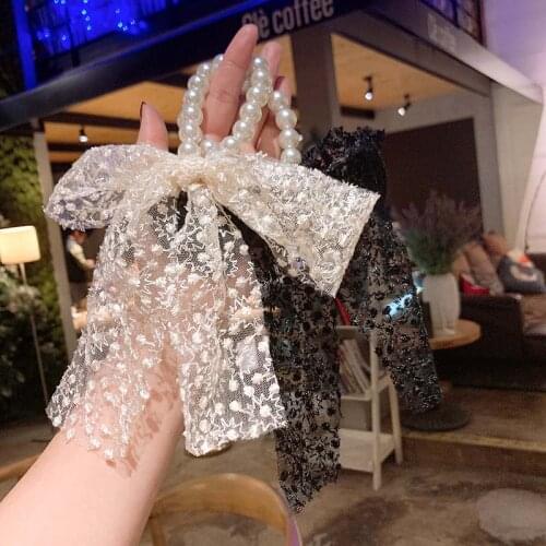 2021 Lace Pearl Scrunchies Hair Rope For Women Girls Hair Band Hair Accessories Ornament Hair Ties Headwear резинки для волос