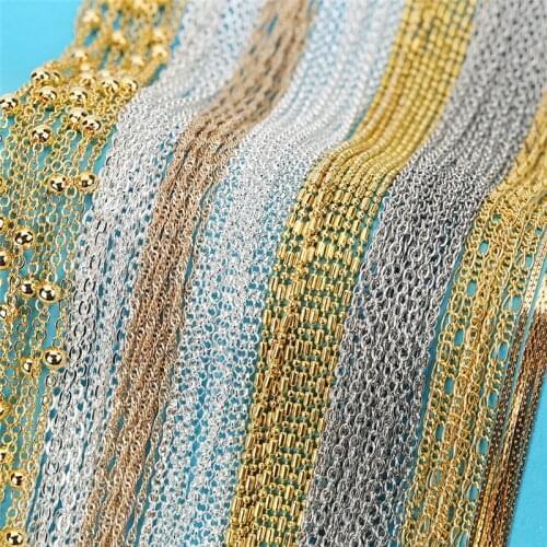 5meters Gold Silver Color Link Chains Bulk Lot Metal Iron Necklace Chains Diy Bracelet Findings For Jewelry Making Accessories