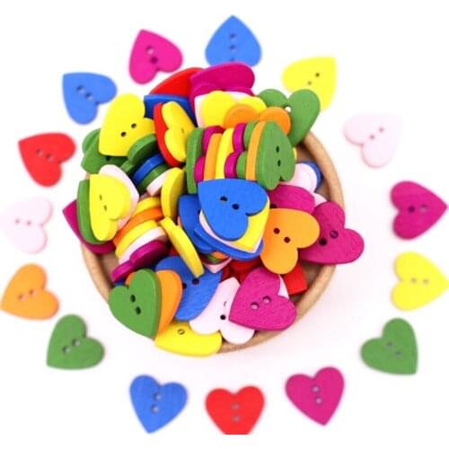 Mix Wooden Love Self-Adhesive Stickers Carving Handicrafts Button Refrigerator Wall Decoration DIY Handmade Craft Supplies 50pcs
