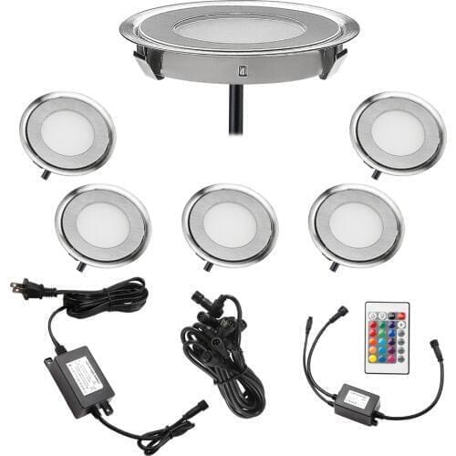 6PCS 58 mm LED Deck Lights 0.5W 7LM SMD3350 EU/US/UK/AU Plug for Outdoor Garden Pathway Decor Underground Waterproof Spotlight