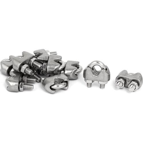 ABSF M4 5/32 Inch 304 Stainless Steel U-Shape Bolt Saddle Clamps Cable Wire Rope Clips 10PCS