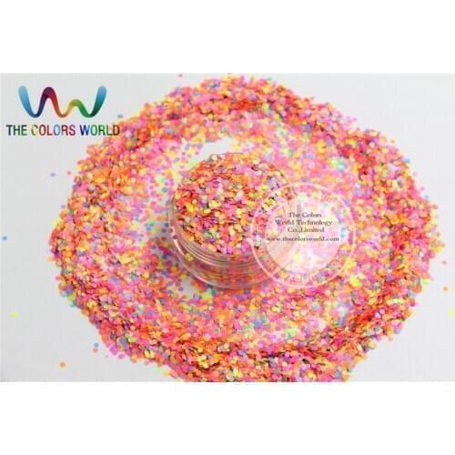 AN15-5 Mix 1.5 MM Neon Color Solvent Resistant Glitter HEXAGON shape Glitter for Nail Polish Acrylic, DIY supplies1pack=50g