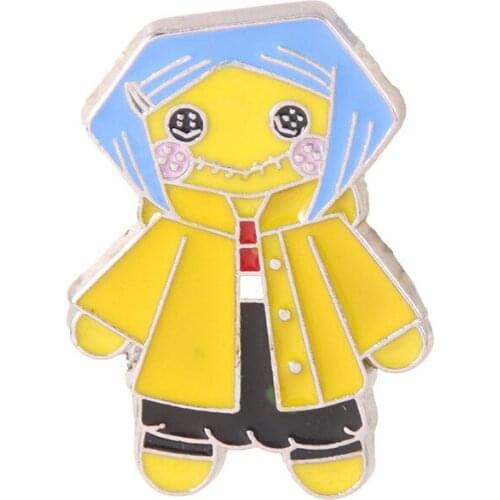 Animation Movie Coraline & the Secret Door Coraline Cartoon Cute Enamel Alloy Clothes Lapel Badge Brooch Pin Accessories