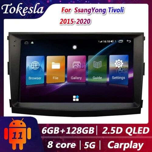 Tokesla Car Radio For SsangYong Tivoli Android 11 Audio Central Multimedia Dvd Player GPS Navigation Bluetooth video 2015-2020