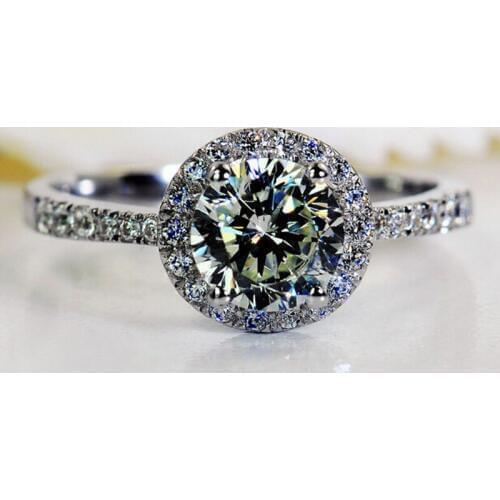 Brand Jewelry Round cut 2ct 5A Zircon stone Silver color Women Engagement Wedding Band Ring Sz 4-11 Gift