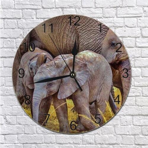 Elephant Pattern Wall Decor Clock Numeral Digital Dial Mute Silent Creativity Digital Clocks Battery Operated Clocks for Bedroom