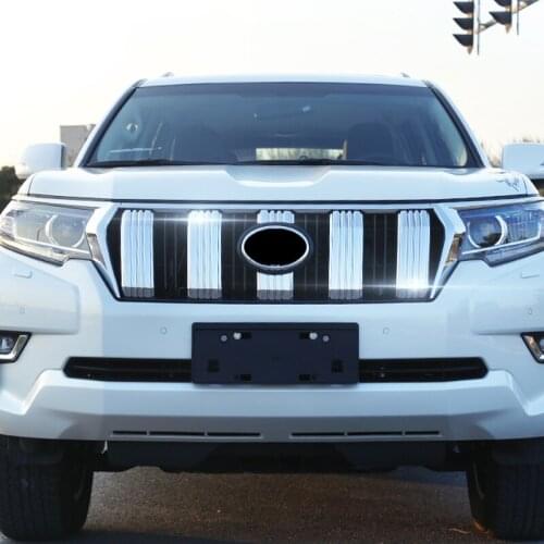 For Toyota Land Cruiser Prado FJ150 2018 car accessories Front Middle Grill Grille Cover Trim ABS Chrome 6pcs car accessories