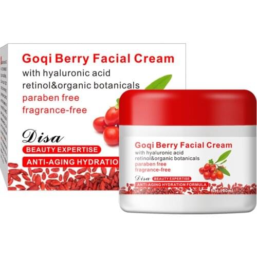 Shipping Goji Facial Cream With Hyaluronic Acid Paraben Free Fragrance Free Face Cream Anti-aging Anti Wrinkle Remove Spots 100g