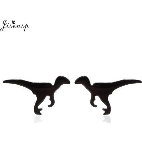 Jisensp Fashion Ancient Wild Dinosaur Stud Earrings for Kids Vintage Tiny Stainless Steel Earrings Women Jewelry Decoration