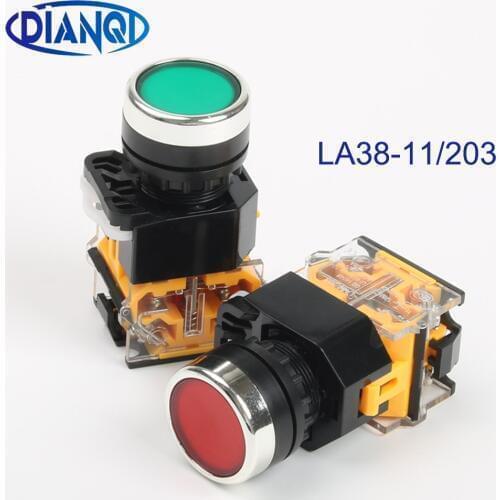 LA38 11203 LA38-11/203 Red Green Automatic Momentary Reset Push Button Switch Heavy Duty Power Drop ship