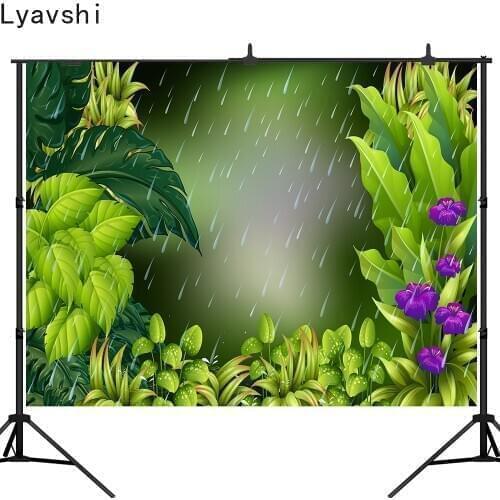 Lyavshi Jungle safari Photography Backdrops happy birthday dessert table background Banner floral Baby shower Party decoration