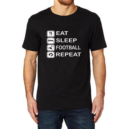 Lyprerazy Mens EAT SLEEP FOOTBALL REPEAT Funny Printed T-Shirt