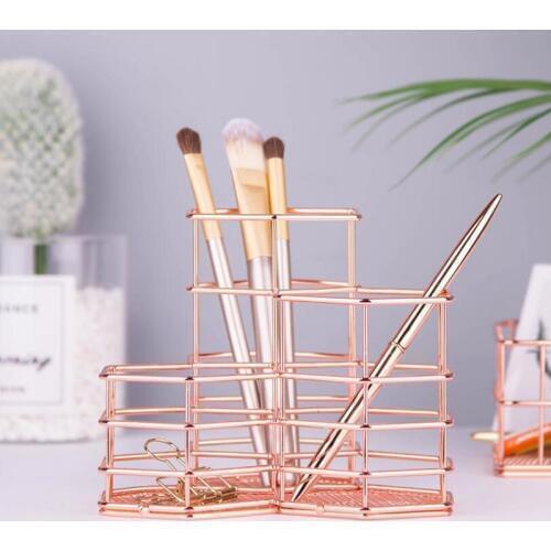 Pen container Golden creative hexagonal combination iron penholder Cosmetic storage box