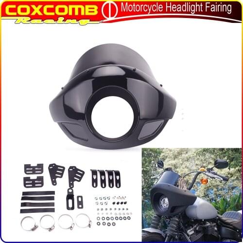 Motorcycle Universal 5.75" Headlight Fairing Windshield Cafe Racer 5 3/4" Headlight Mask For Harley Sporster Touring Super Glide