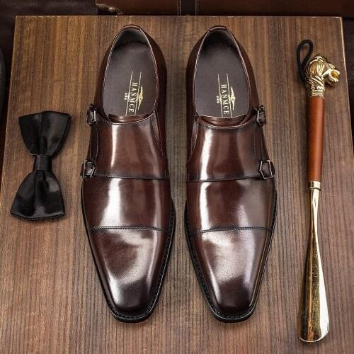 New Spring/Autumn Handmade Genuine Slip-On Leather Dress Oxford Flat Men Business Office Wedding Shoes