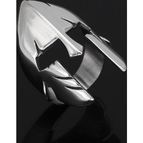 Men Helmet Vintage Minimalism Spartan Warrior Stainless Steel Ring