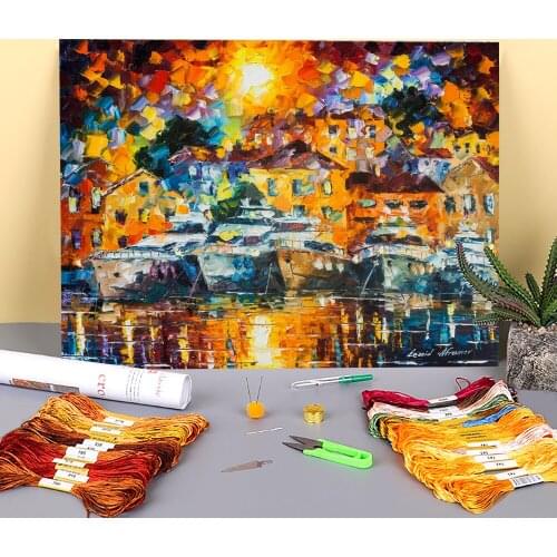 Boats Under The Sun Pre-Printed 11CT Cross Stitch Embroidery Full Kit DMC Threads Sewing Handicraft Needlework Hobby Sales