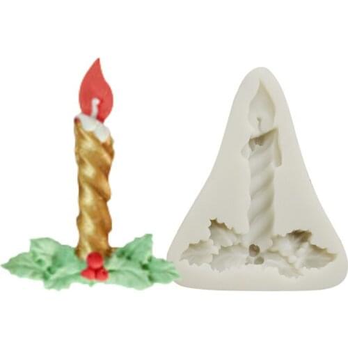 New DIY Christmas candle pattern silicone mold Chocolate Mould sugar cake silicone mold