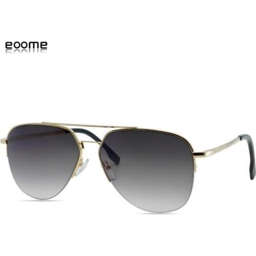 Eoome Man New Pilot Shape Metal Half Frame Sunglass G15 Lens noral face UV400 Nylon Lens qualitiable electroni plating