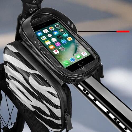 ODM 2 IN 1 Zebra Bike Bag Top Tube Bag Rainproof MTB Bicycle Frame Front Head Phone Touch Screen Bag Pannier Cycling Accessories