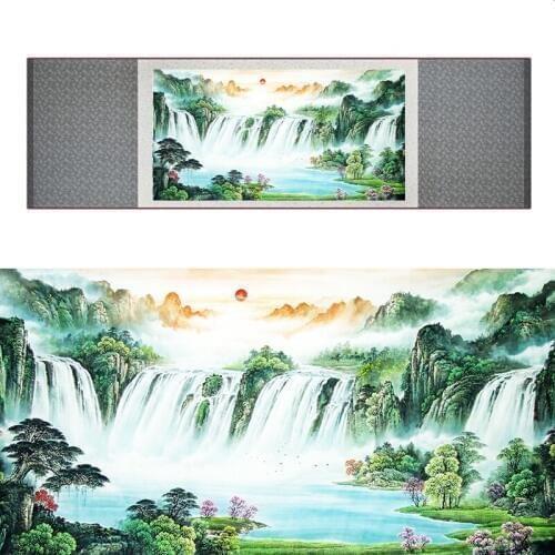 Landscape art painting Mountain and River art painting top quality silk scroll painting Mountain and River painting 19050909