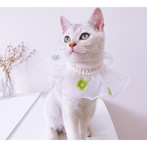 Skin-friendly Stylish Pet Dogs Cat Lace Bib Soft Dogs Cats Scarf Flower Pattern for Party