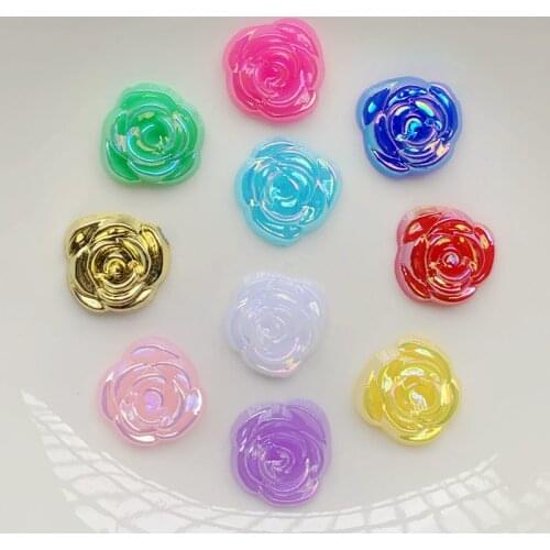 40pcs14mm Flat back resin multi-color flowers wedding home decoration, hairpin scrapbook DIY handicrafts decorative accessories