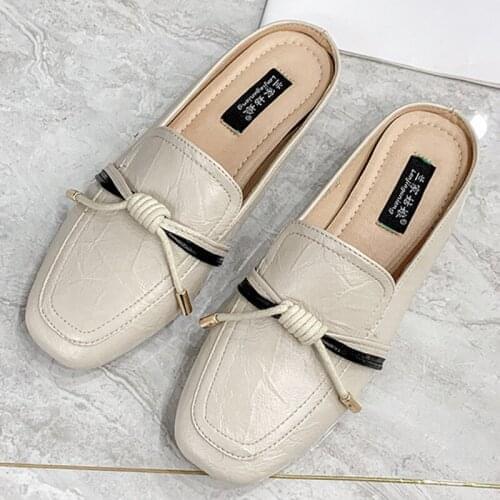 Outside Skirt square toe microfiber mules women slides slip on flipflop beach shoes woman cover toe thick low heels slippers2020