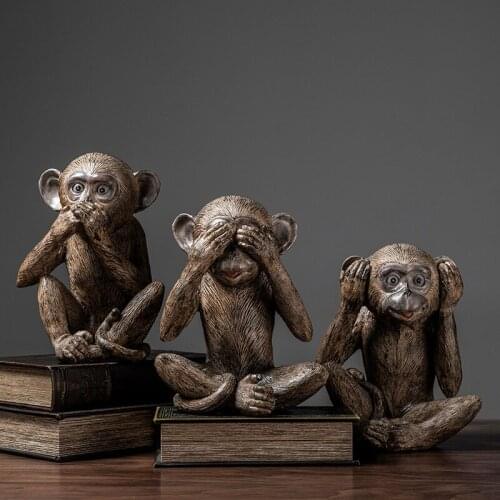 Resin Monkey Figurine Nordic Statue Decoration Office Desks Table Decor for Living Room 2021 Decorative Figurines Accessories