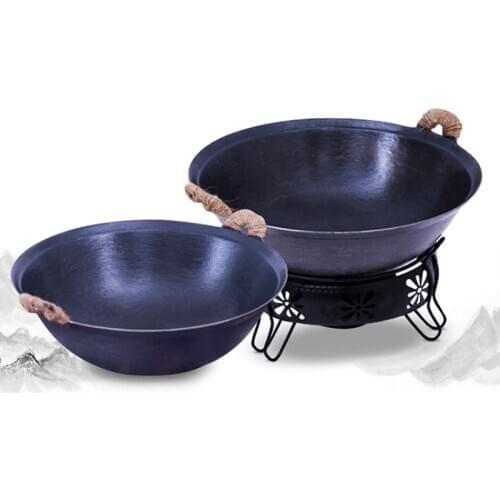 Chinese Style Dry Pot Small Iron Pot Pig Iron Pot Cast Iron Binaural Alcohol Stove Small Hot Pot Home Use Set