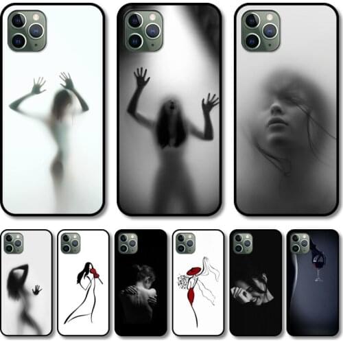 Hazy sexy women Phone Case cover For iphone 12 11 8 7 6 s XR Pro Max PLUS X XS SE 2020 mini black cell shell